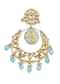 Blue Tone Kundan Chandali Earings With Beads