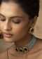 Blue Toned Kundan Necklace Set In Gold Plated Silver Alloy