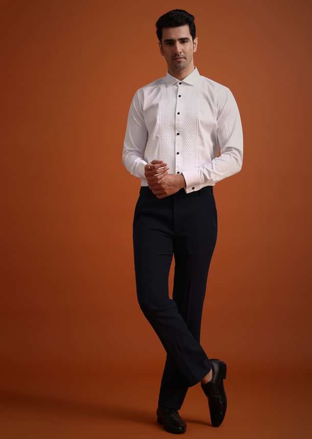 Blue Tuxedo Set With Pearl And Cutdana Work