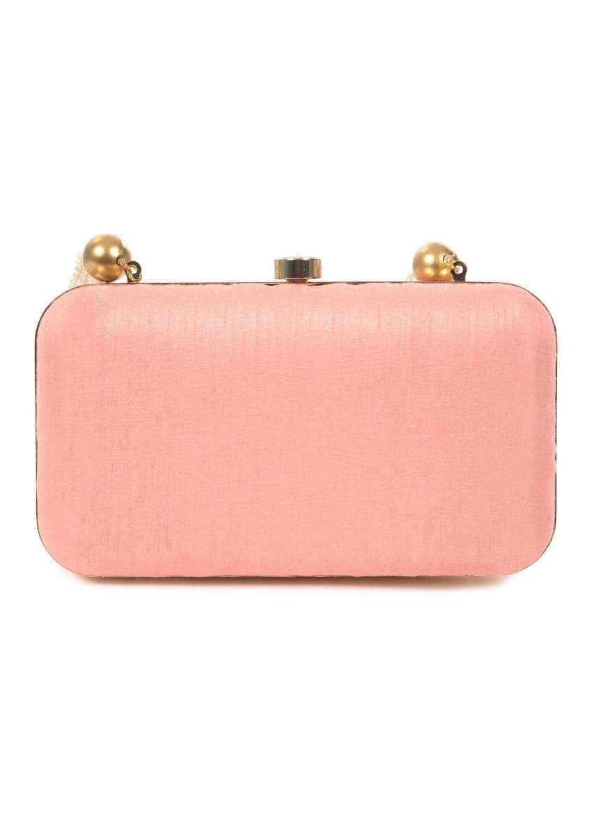 Blush pink clutch adorn in cut dana and sequin work