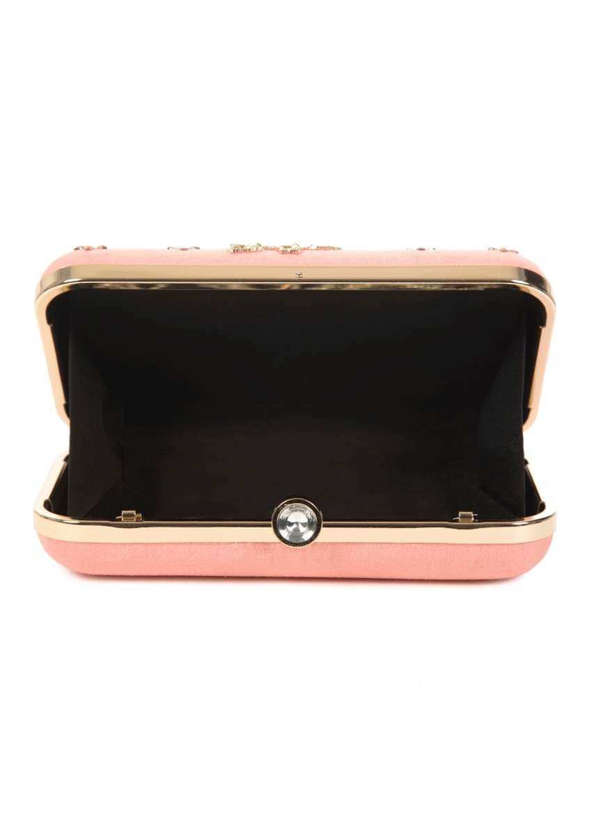 Blush pink clutch adorn in cut dana and sequin work