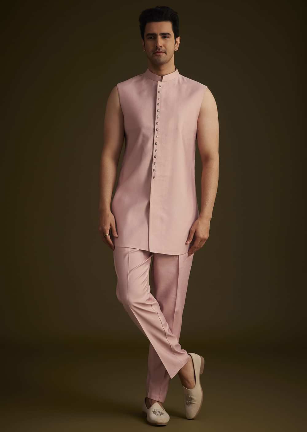 Blush Pink Embroidered Indo Western Set