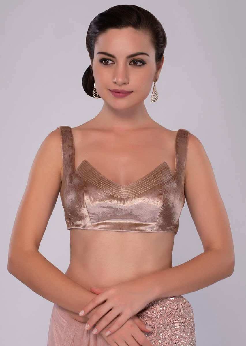 Blush pink hand sequins embroidered saree with spring work border 