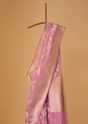 Blush Pink Handloom Banarasi Saree In Kora Silk With Unstitched Blouse