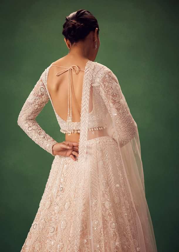 Blush Pink Sequin Work Lehenga Set