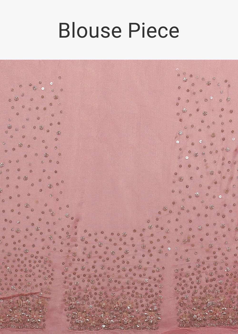 Blush Pink Sequins Saree In Shimmer In 3D Petals And Cut Dana Floral Buttis Embroidery