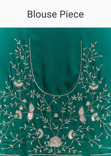 Bottle Green Satin Bridesmaid Lehenga With Heavy Embroidery