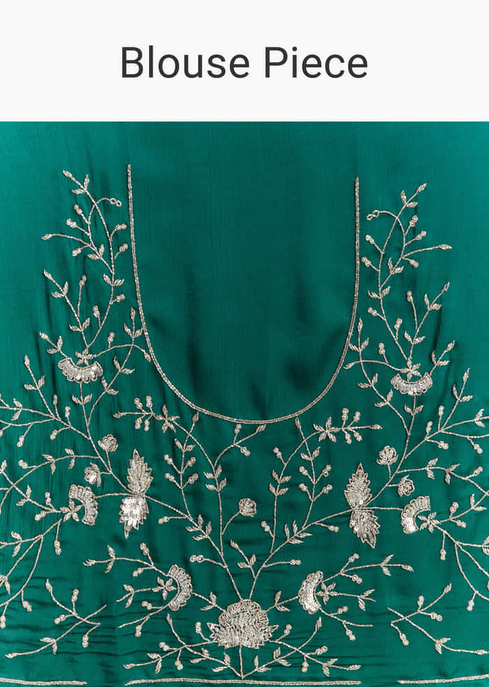 Bottle Green Satin Bridesmaid Lehenga With Heavy Embroidery