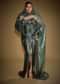 Bottle Green Shimmer Drape Skirt With Embroidered Corset And Dupatta