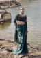 Bottle Green Feather Blouse With Draped Skirt And Dupatta