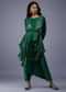 Bottle Green Gajji Silk Attached Shrug With Silk Jumpsuit