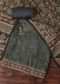 Bottle Green Kalamkari Print With Katha Embroidery Silk Unstitched Dress Material