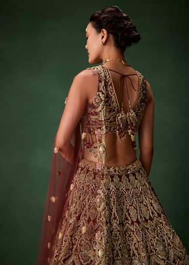 Bridal Lehenga Embroidered Set with Two Dupattas