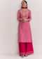Pink Leheriya Zardosi Work Kurta Palazzo Suit