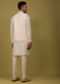 Pearl White Art Silk Bandi Jacket Set In Threadwork