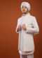 Daisy White Embroidered Sherwani Set In Suiting Fabric