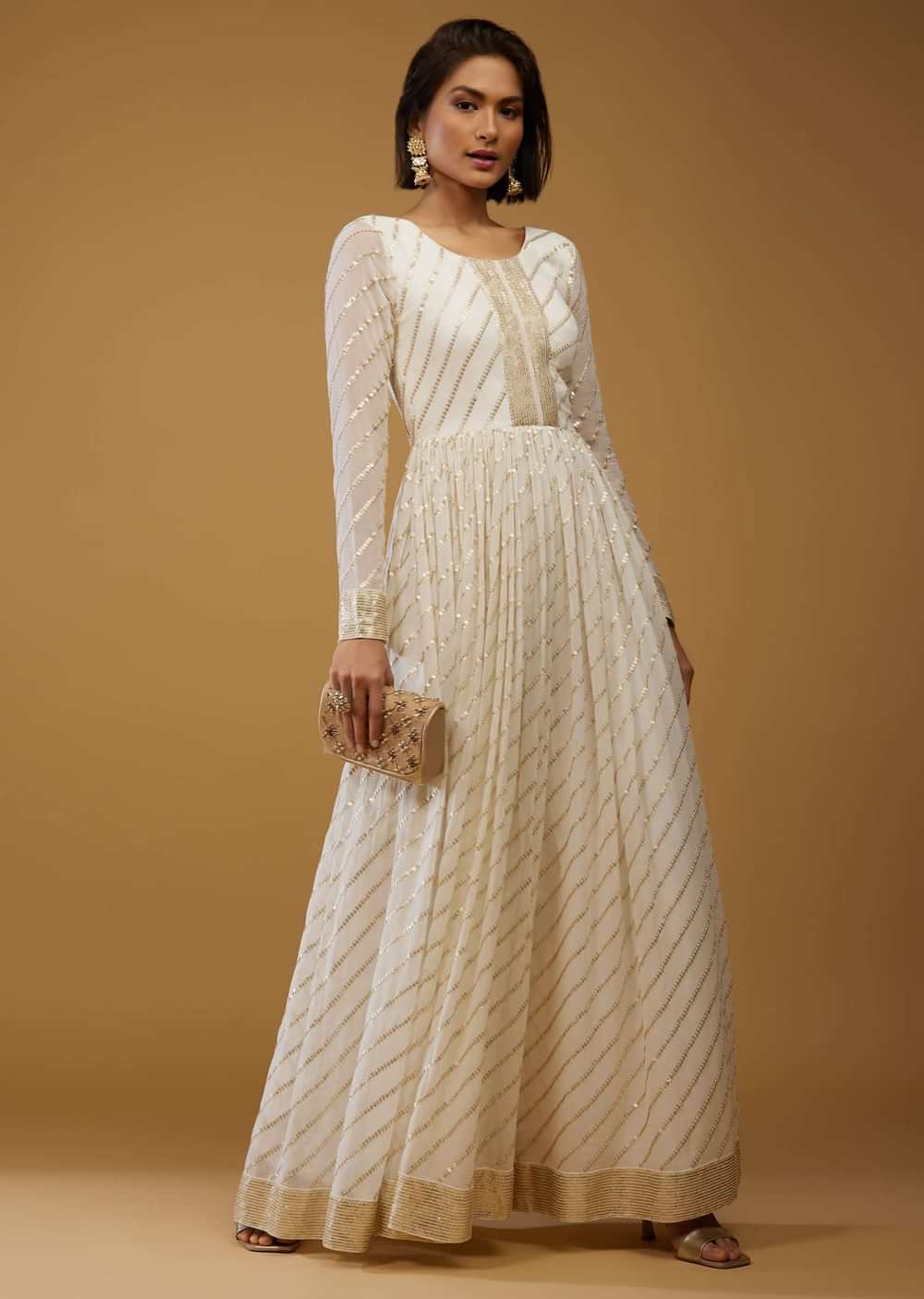 Daisy White Jumpsuit In Georgette With Embroidery