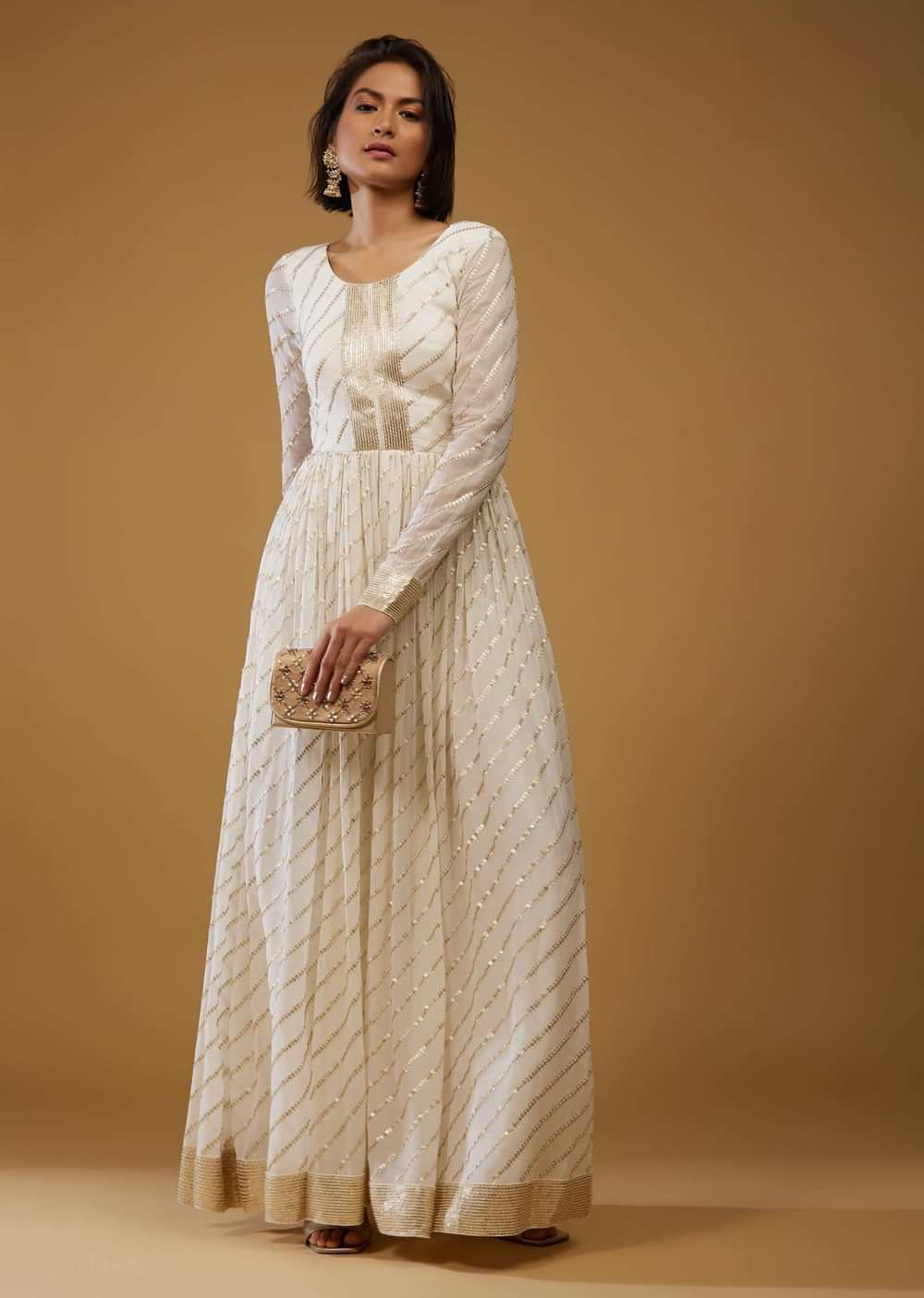 Daisy White Jumpsuit In Georgette With Embroidery
