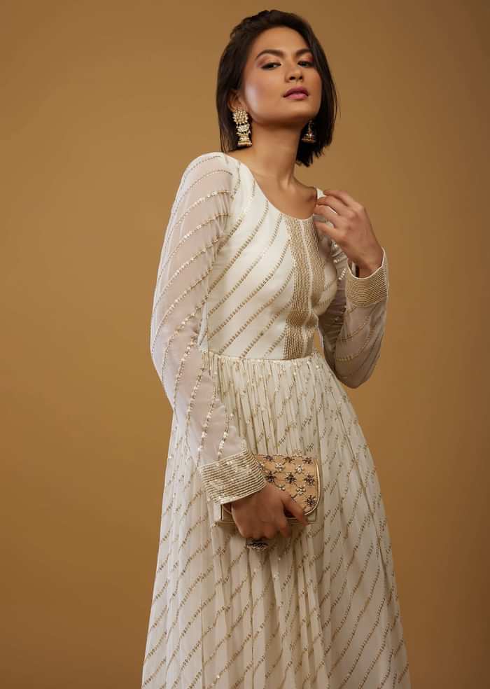 Daisy White Jumpsuit In Georgette With Embroidery