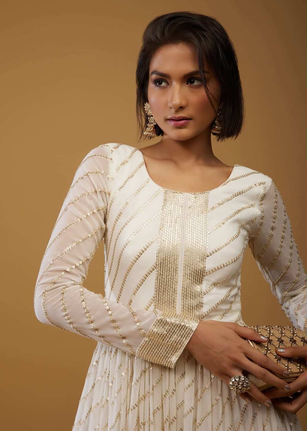 Daisy White Jumpsuit In Georgette With Embroidery