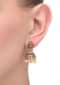 Brown And Gold Jhumkas With Floral Stud Adorned With Crystal And Dangling Pearls  Online - Kalki Fashion
