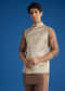Brown Banarasi Silk Jacket Kurta Set With Cutdana Work
