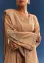 Brown Chanderi Kurta Set With Organza Dupatta And Lurex Detailing
