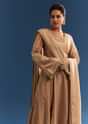 Brown Chanderi Kurta Set With Organza Dupatta And Lurex Detailing