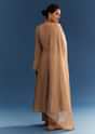 Brown Chanderi Kurta Set With Organza Dupatta And Lurex Detailing