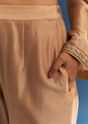 Brown Chanderi Kurta Set With Organza Dupatta And Lurex Detailing