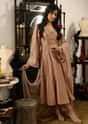 Brown Chanderi Kurta Set With Organza Dupatta And Lurex Detailing