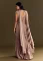 Brown Crepe Kurta Sharara With Choker Style Net Dupatta