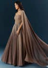 Brown Imported Net Bridal Gown With Heavy Embroidery