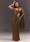 Brown Pre Stitched Crystal Embroidered Saree