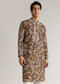 Brown Silk Mirron Threadwork Kurta Set With Dupatta