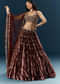 Brown Velvet Bridal Lehenga With Rose Gold Embroidery