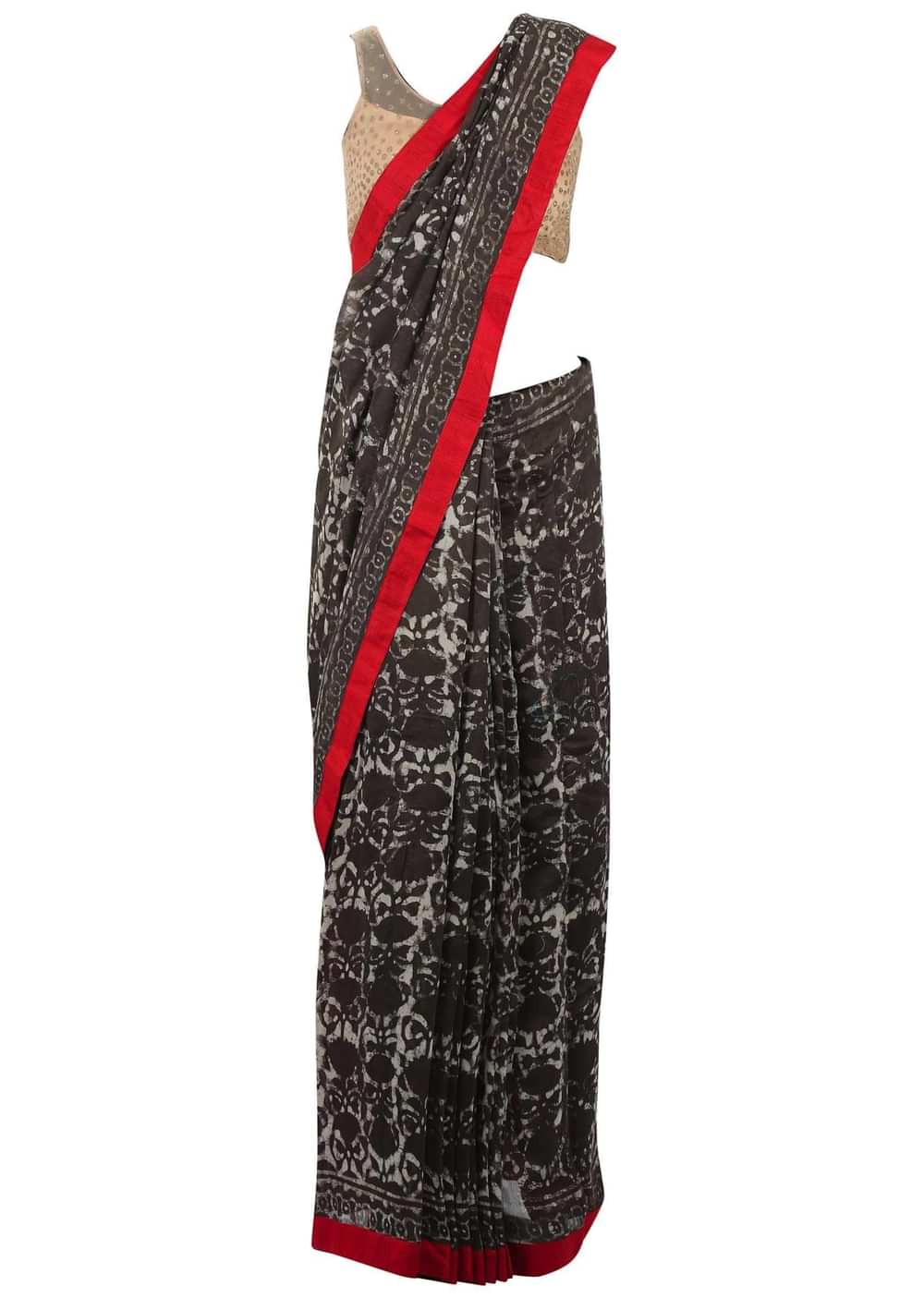 Brown and cream saree in jaal print only on Kalki - KALKI Fashion India