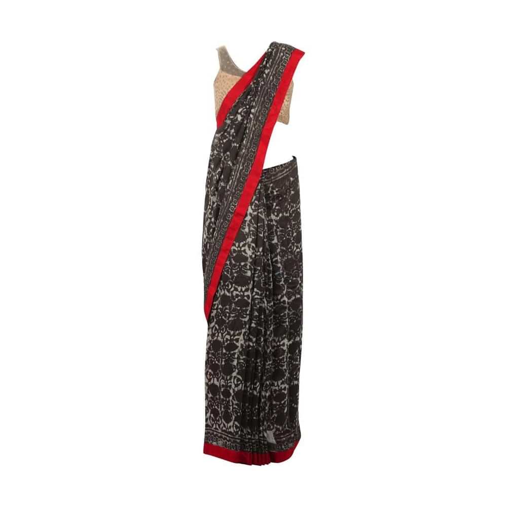Brown and cream saree in jaal print only on Kalki - KALKI Fashion India