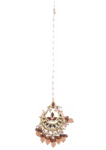 Brown And Gold Kundan Short Necklace Set With Stones