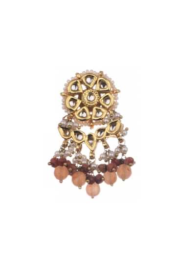 Brown And Gold Kundan Short Necklace Set With Stones