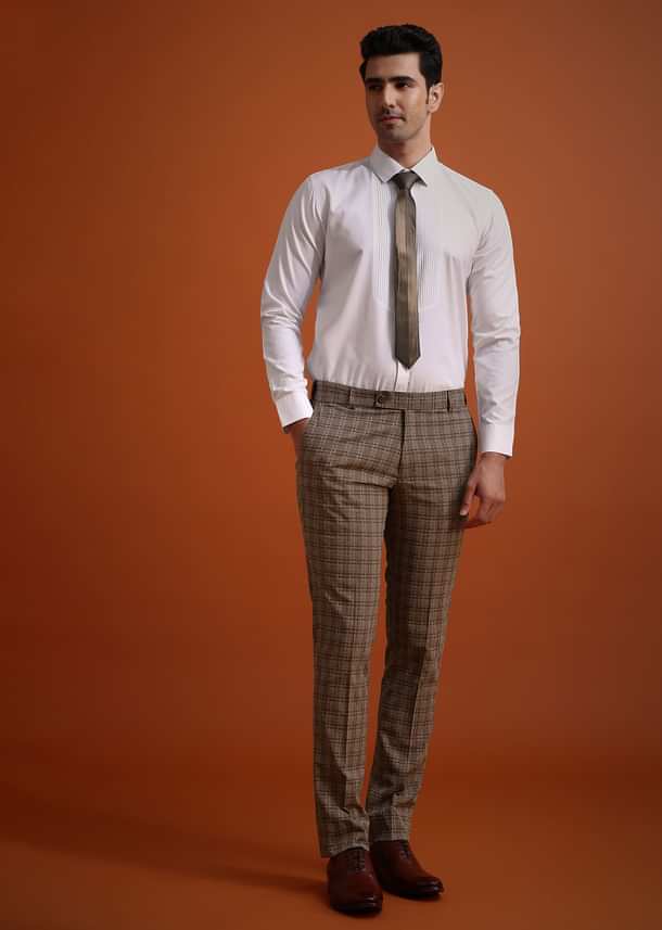 Brown Checkered Tuxedo And Pant Set Brown Checkered Tuxedo And Pant Set