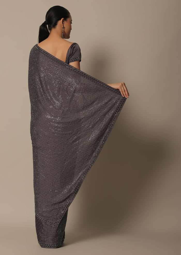 Brown Elegance Satin Saree With Unstitched Blouse