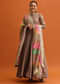 Brown Embroidered Anarkali With Printed Dupatta