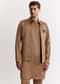 Brown Satin Jacket Kurta Set With Metal Accents