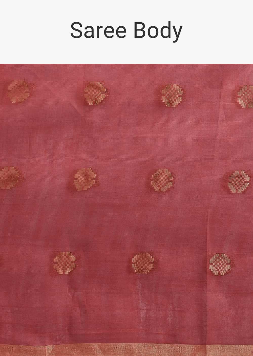 Brown Spun Silk Saree With Woven Butti Work