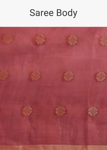 Brown Spun Silk Saree With Woven Butti Work