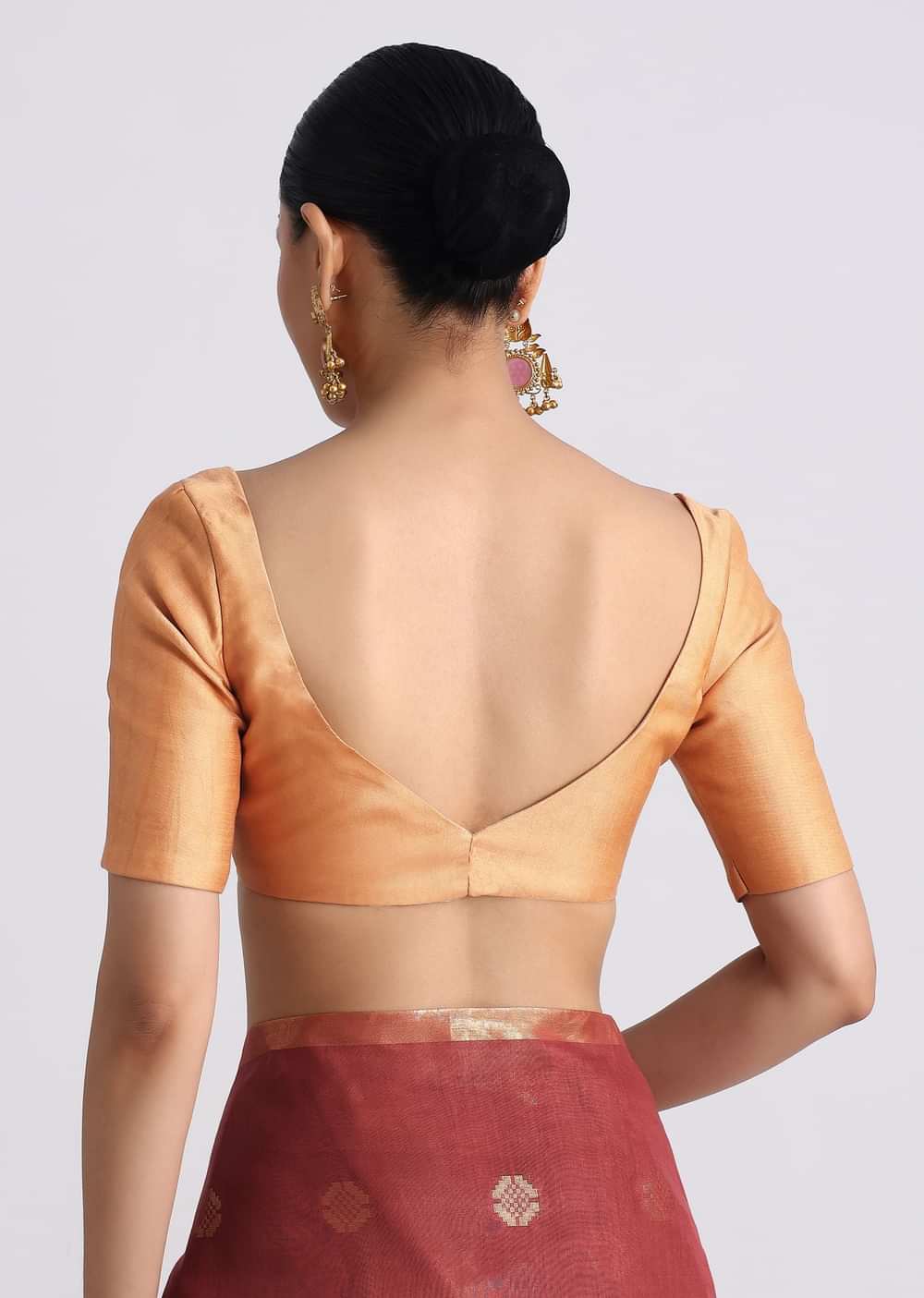 Brown Spun Silk Saree With Woven Butti Work