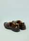Coffee Brown Strappy Leather Footwear For Men With Brooch