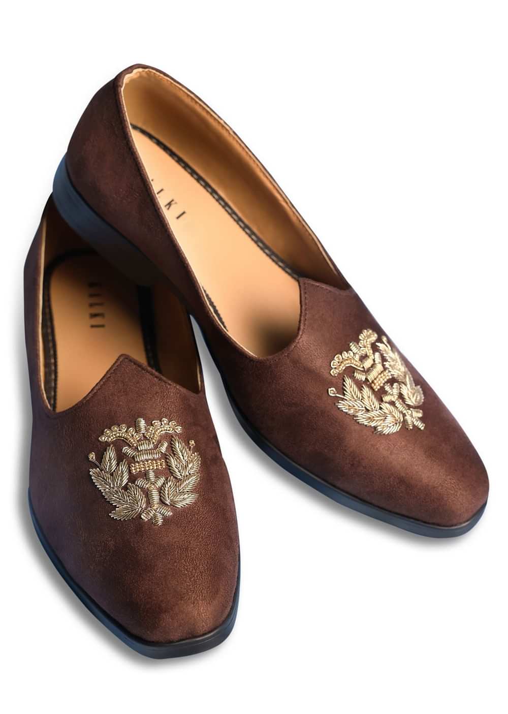 Brown Velvet Jutti With Hand Work For Men