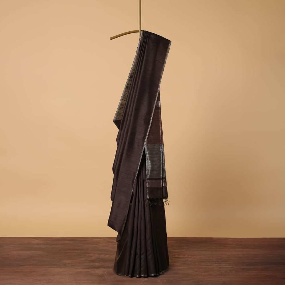 Brown Woven Saree In South Album Silk With Unstitched Blouse Piece